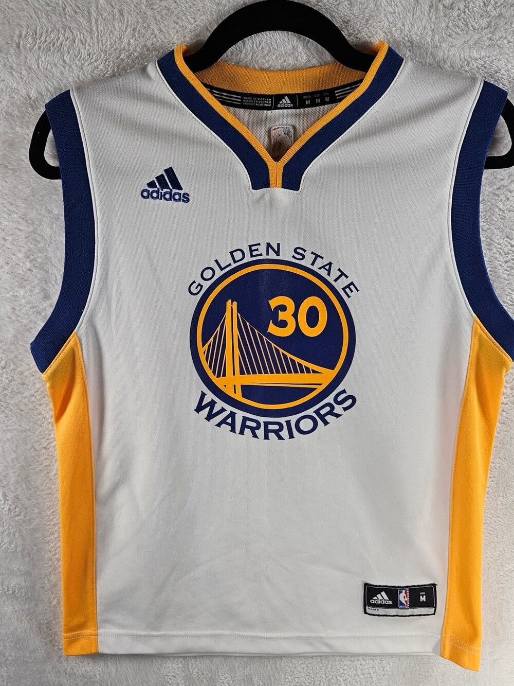 Adidas NBA Golden State Warriors Stephen Curry #30 Jersey White Boys Size Medium